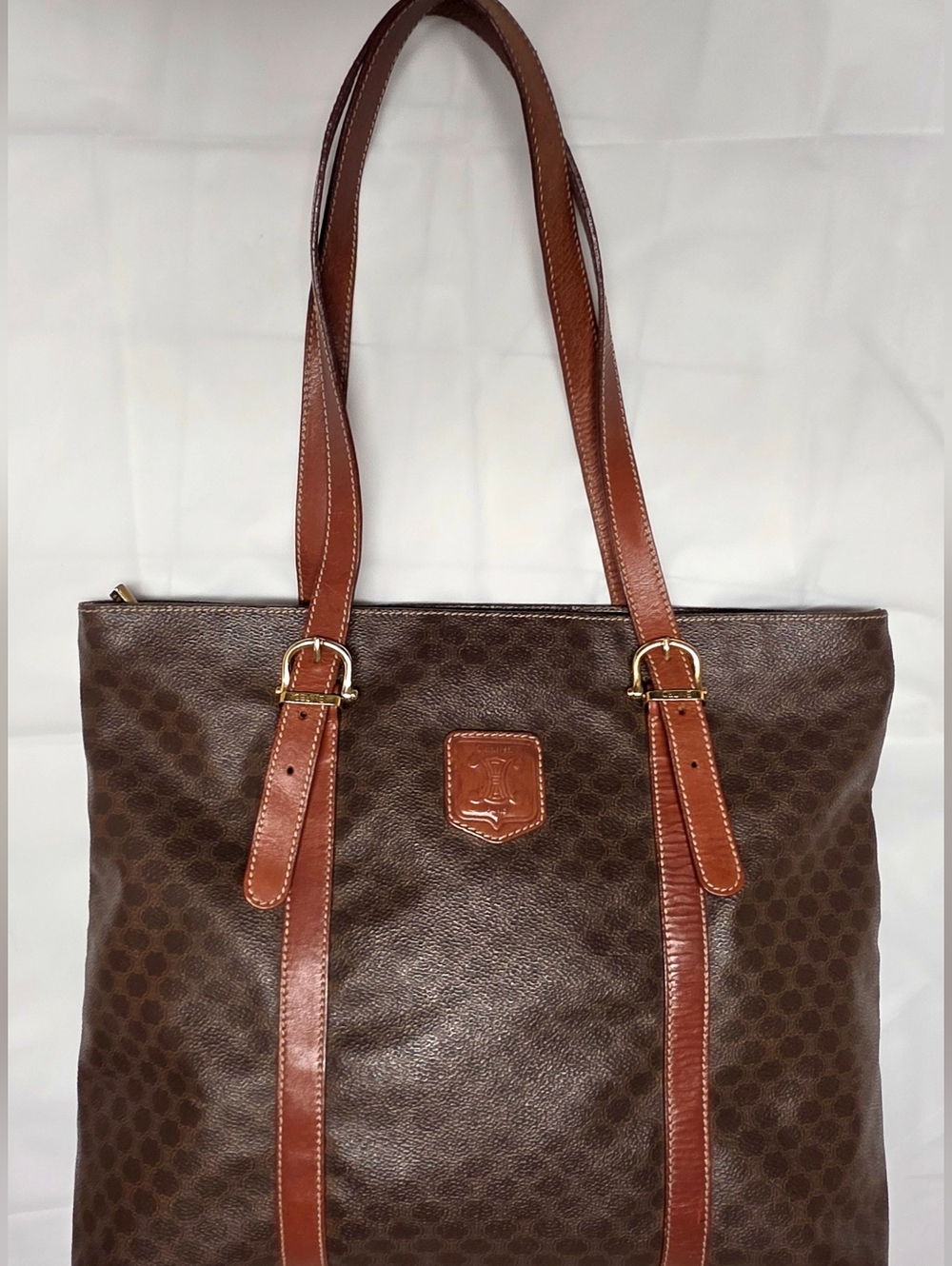 CELINE Macadam Brown Tote Shoulder Bag - Picture 4 of 12